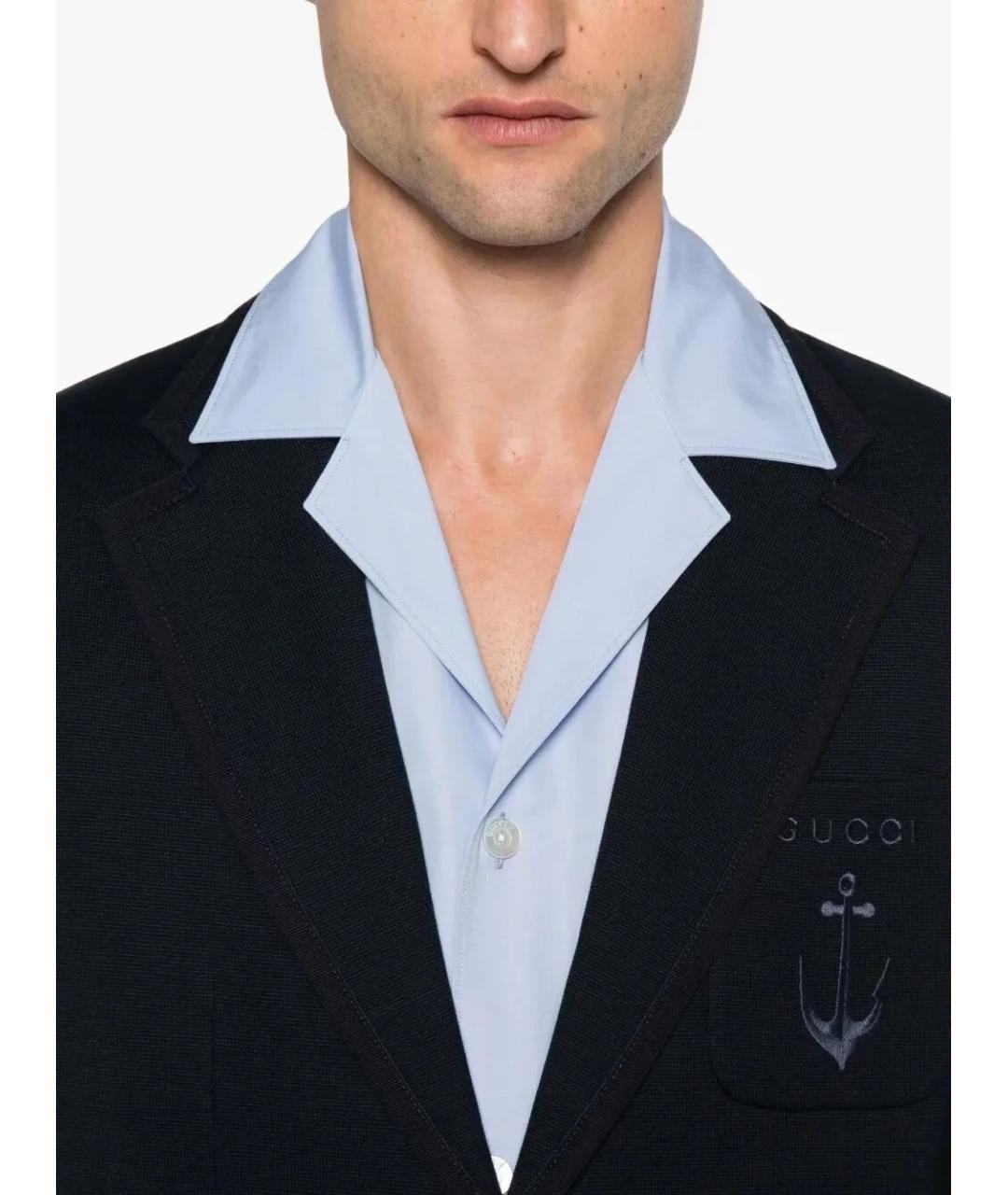 GUCCI Темно-синий хлопковый пиджак, фото 2