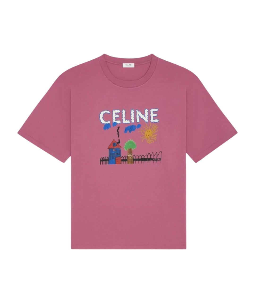 CELINE Розовая хлопковая футболка, фото 1