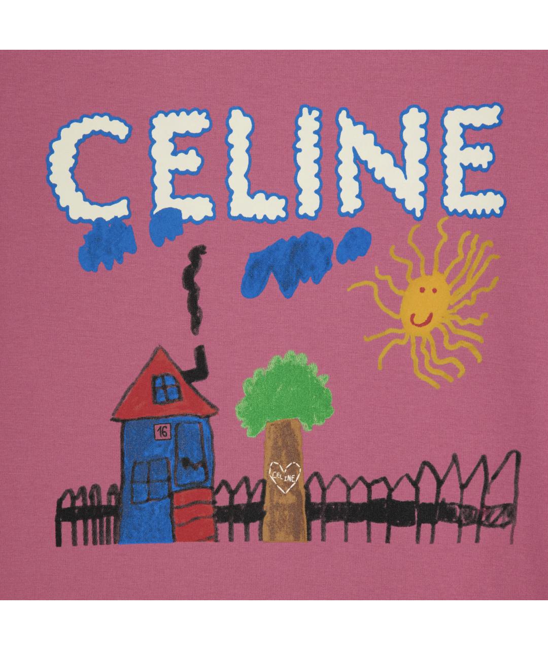 CELINE Розовая хлопковая футболка, фото 4