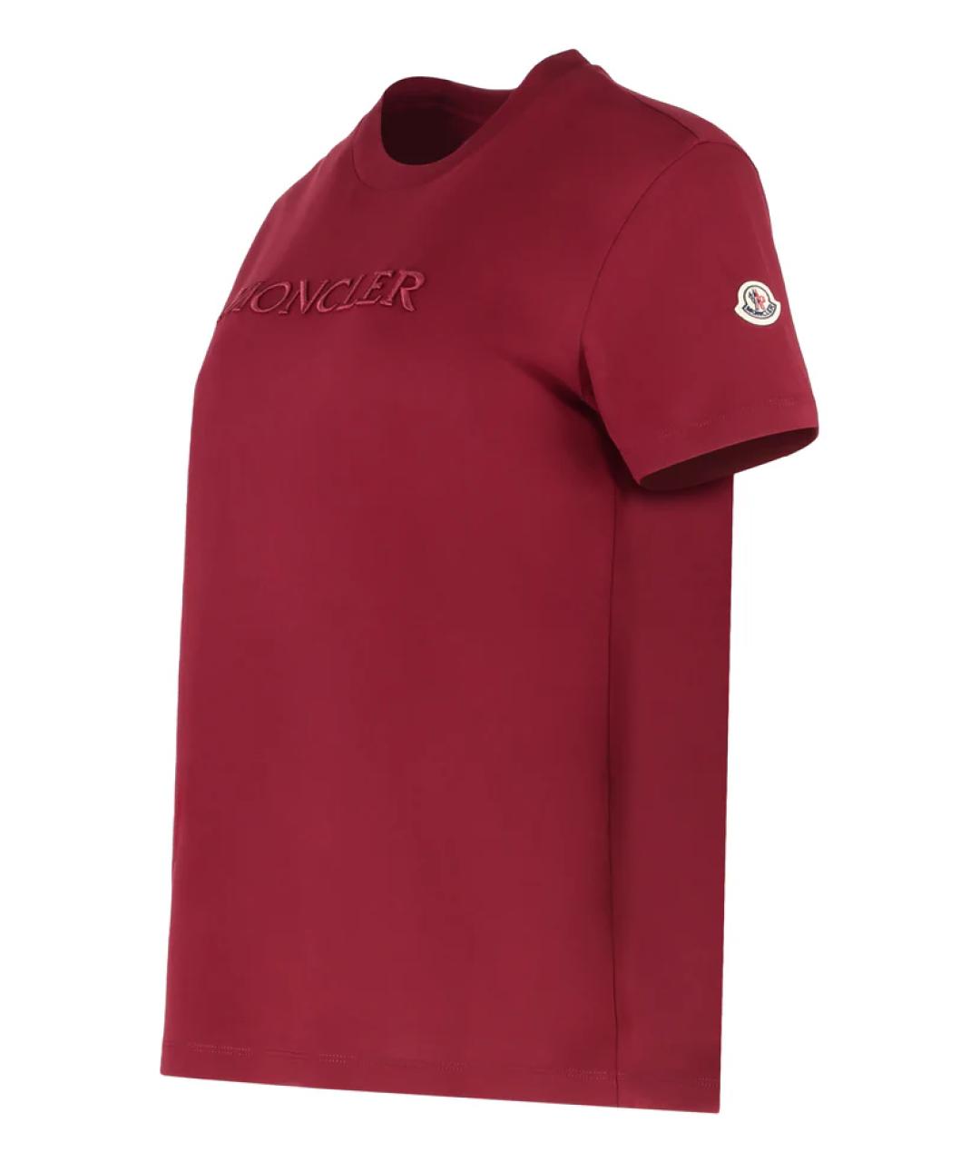 MONCLER Красная хлопковая футболка, фото 3