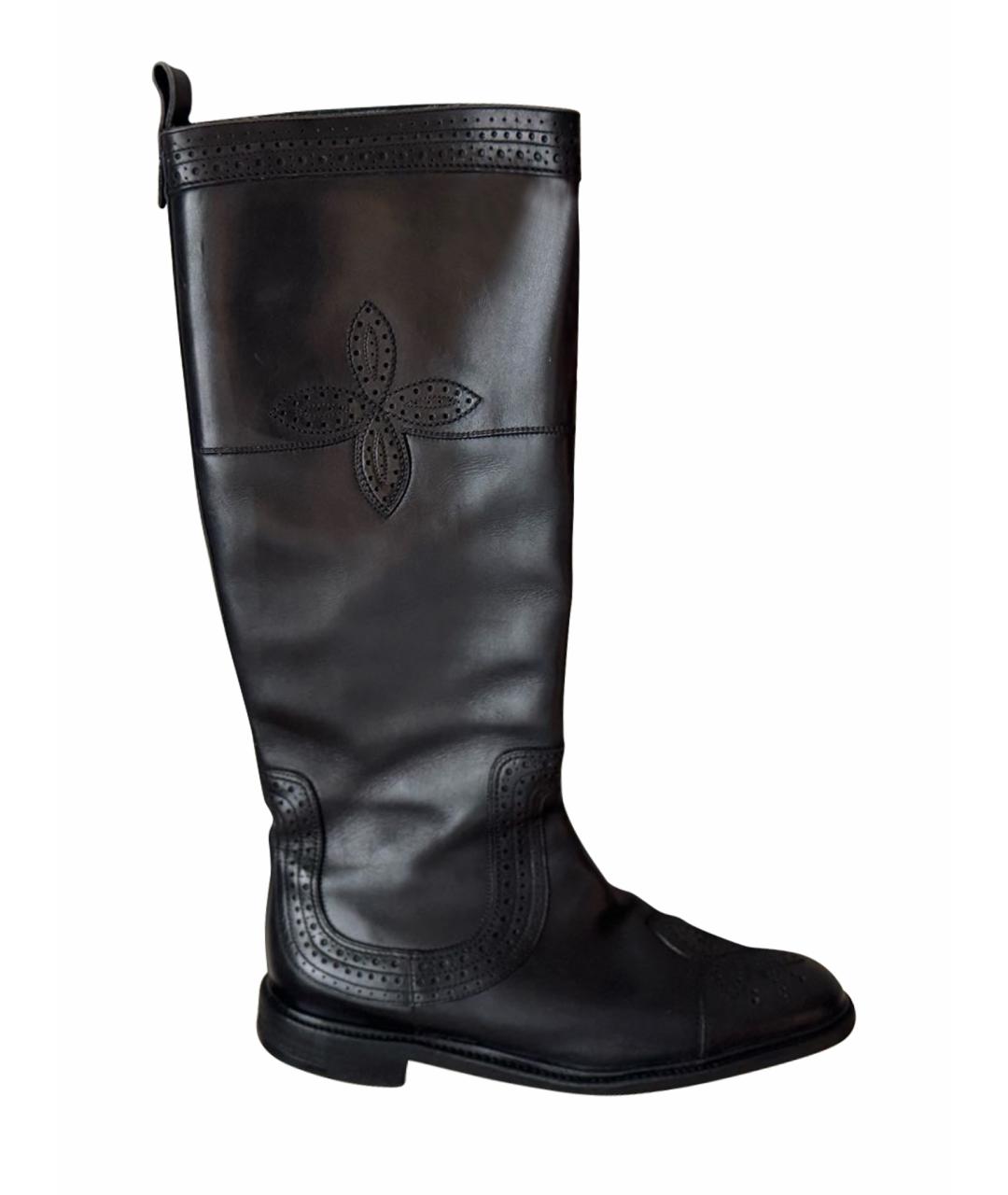 LOUIS VUITTON Черные кожаные сапоги, фото 1