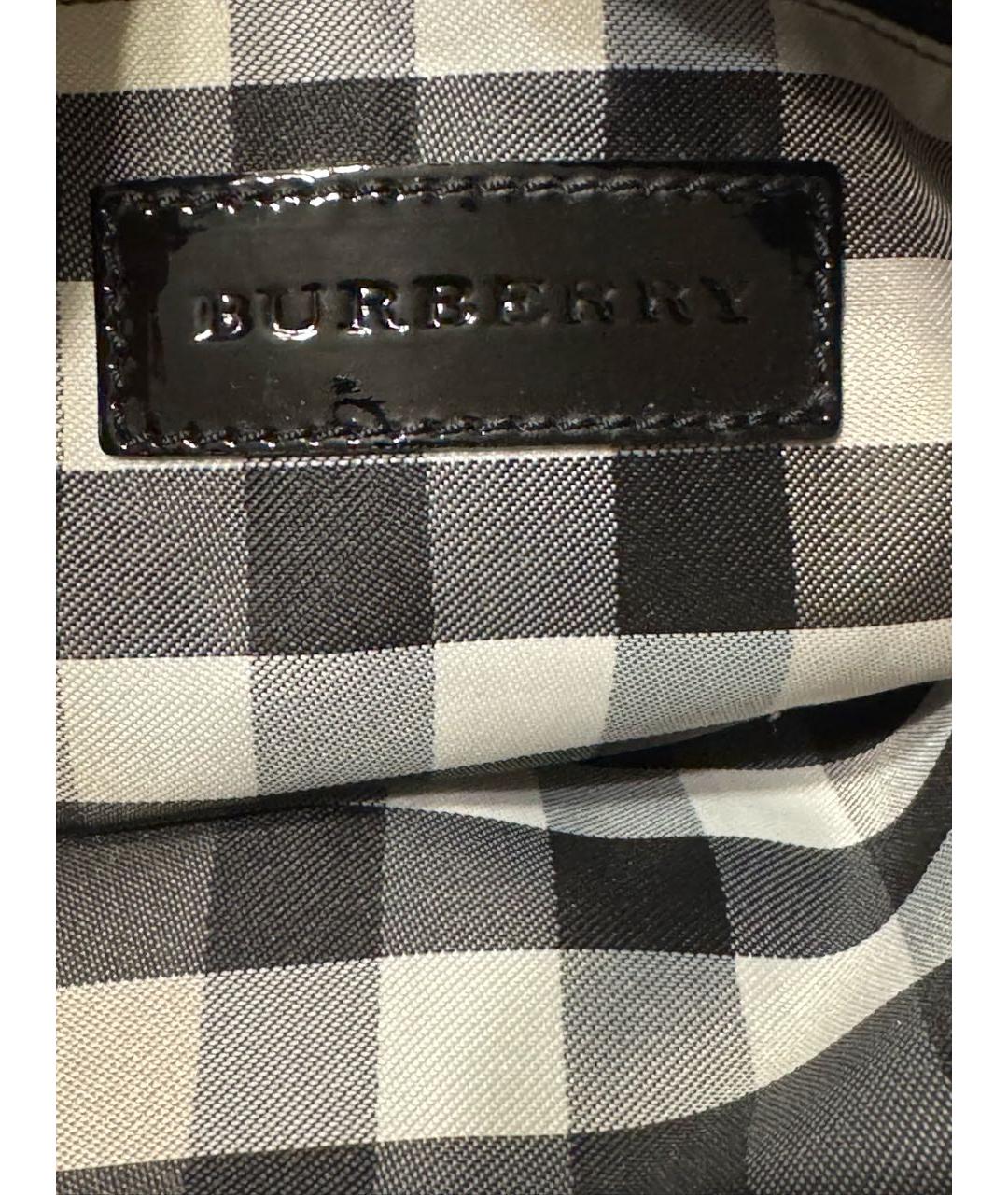 BURBERRY Черная сумка с короткими ручками из лакированной кожи, фото 7