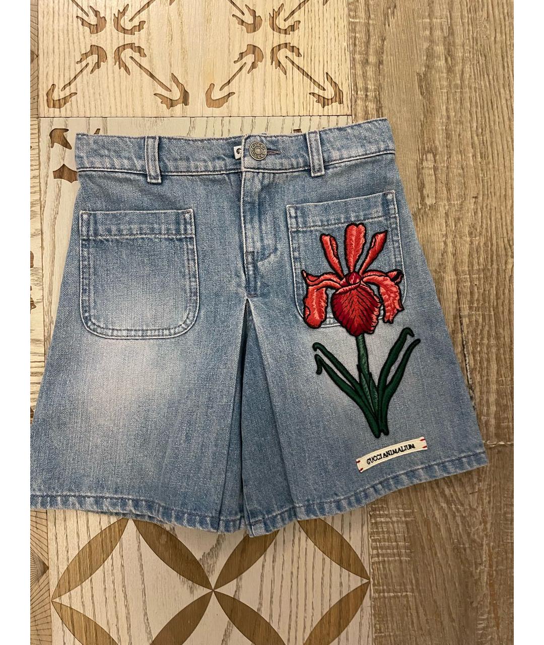 GUCCI Голубая деним юбка, фото 7