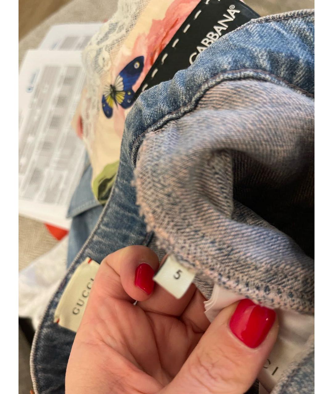 GUCCI Голубая деним юбка, фото 6
