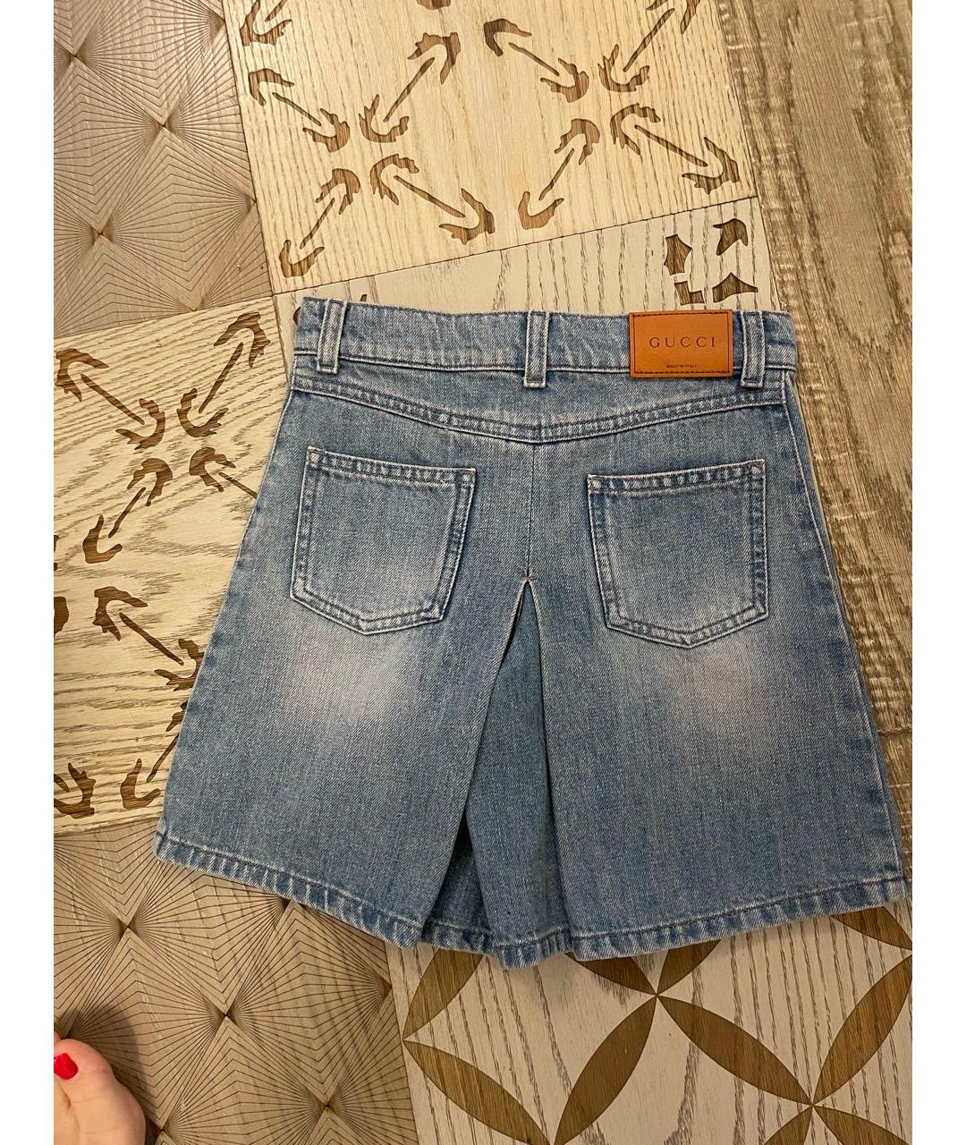 GUCCI Голубая деним юбка, фото 3