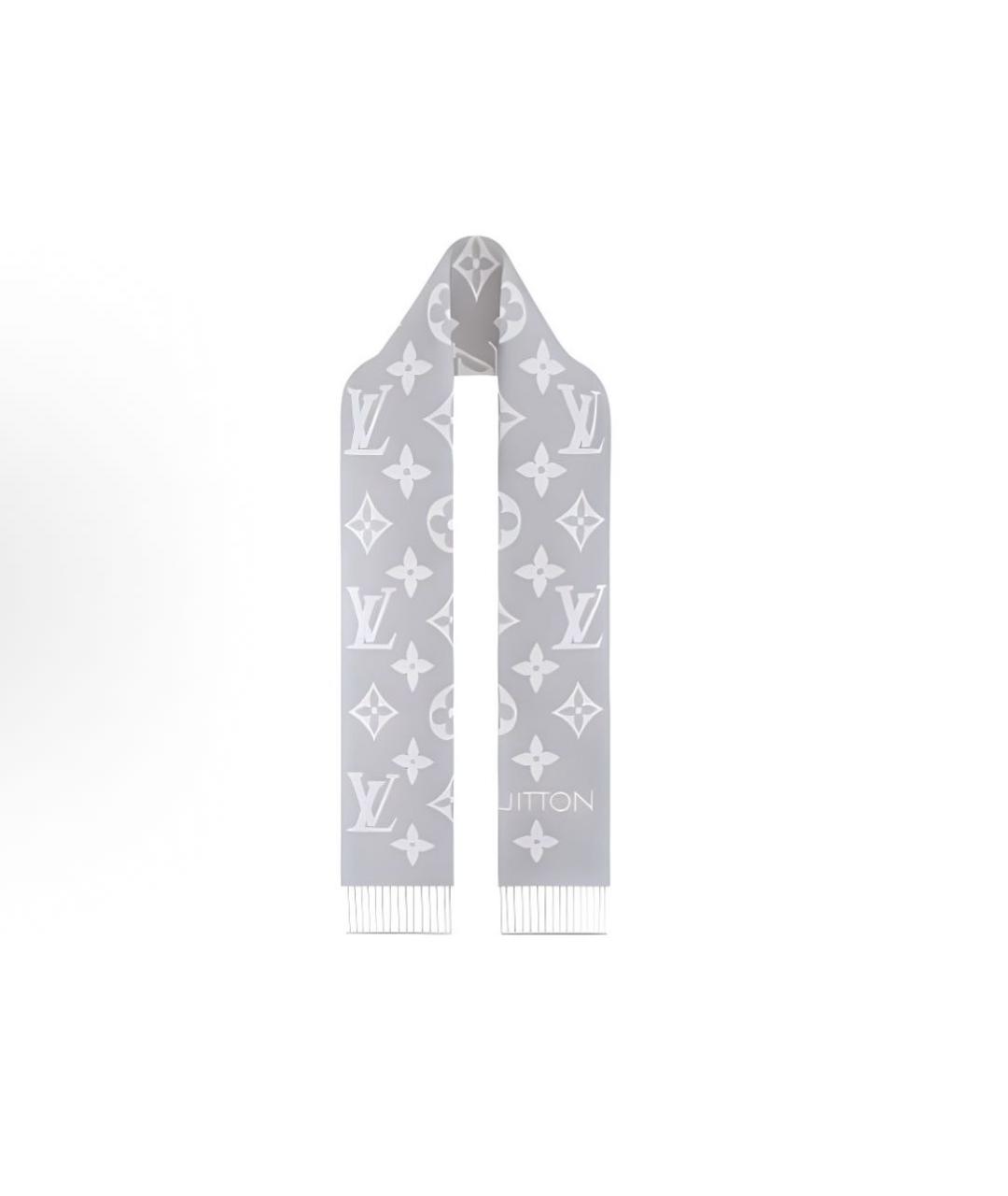 LOUIS VUITTON Серый шерстяной шарф, фото 2
