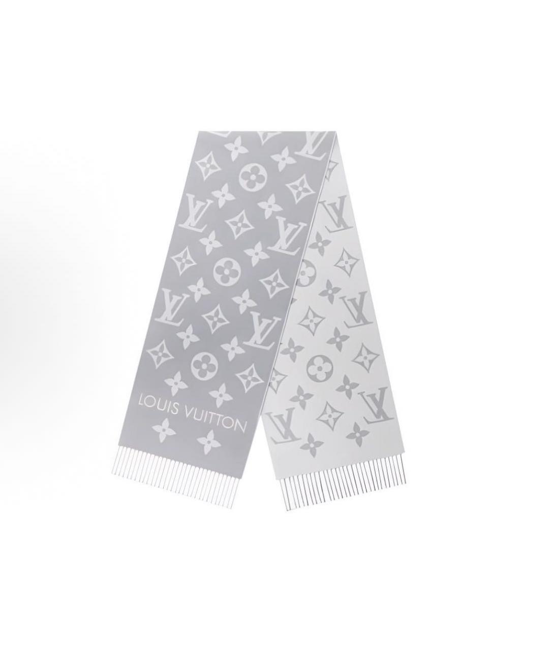 LOUIS VUITTON Серый шерстяной шарф, фото 4
