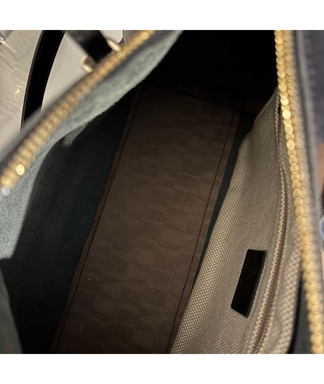 FURLA Черная кожаная сумка тоут, фото 4