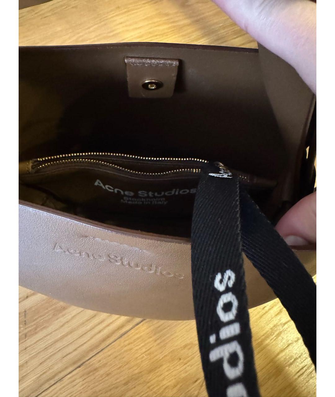 ACNE STUDIOS Коричневая кожаная сумка через плечо, фото 4