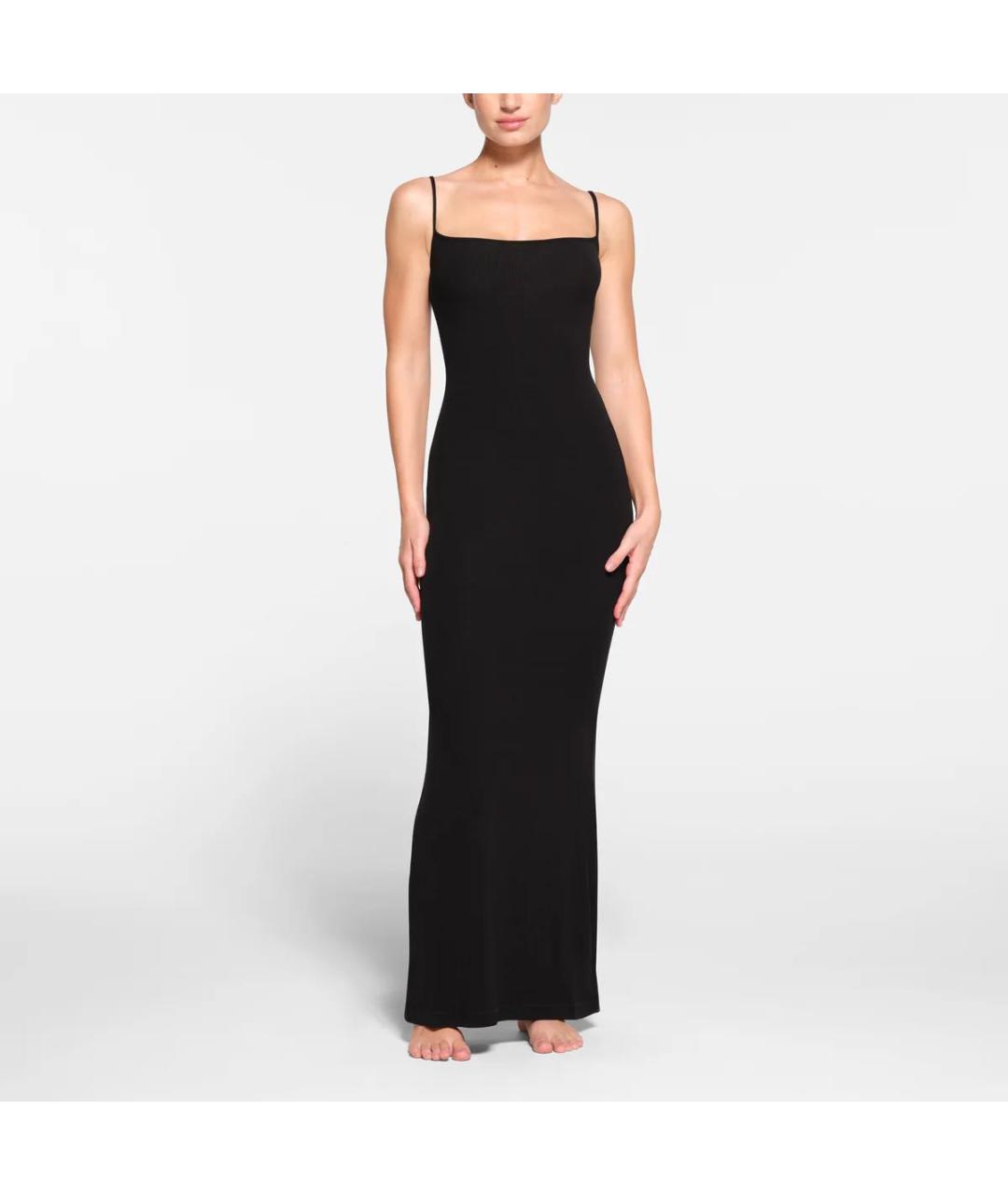 SKIMS Черное хлопковое повседневное платье, фото 4