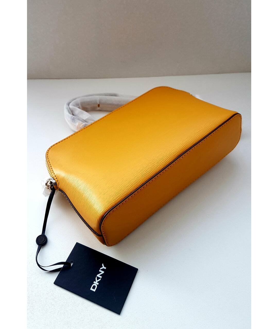 DKNY Желтая кожаная сумка тоут, фото 3