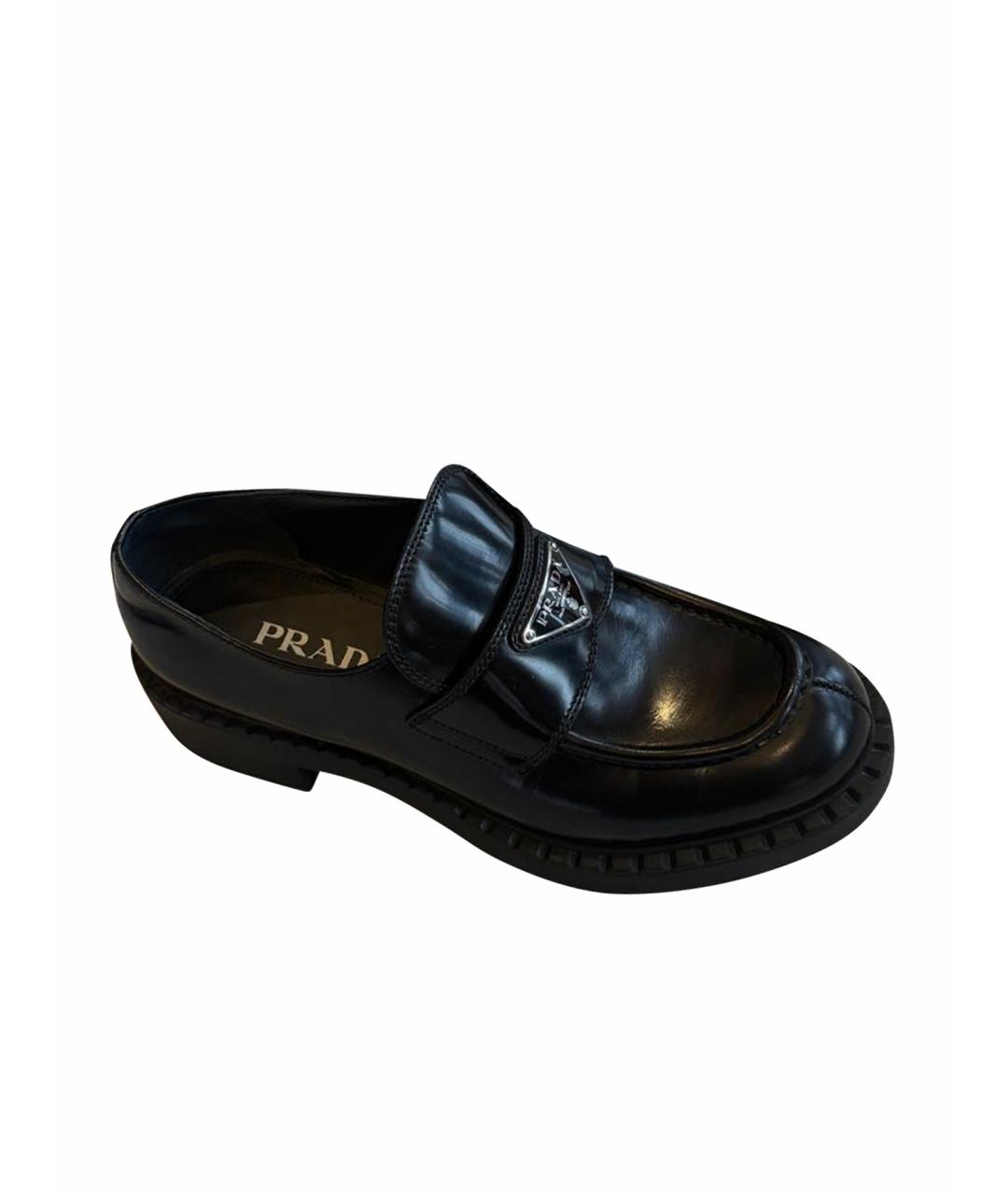 PRADA Черные кожаные лоферы, фото 1