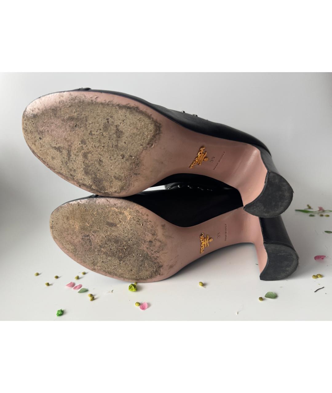 PRADA Черные кожаные полусапоги, фото 5