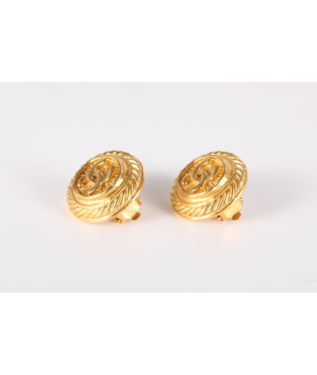 CHANEL Золотые латунные серьги, фото 2