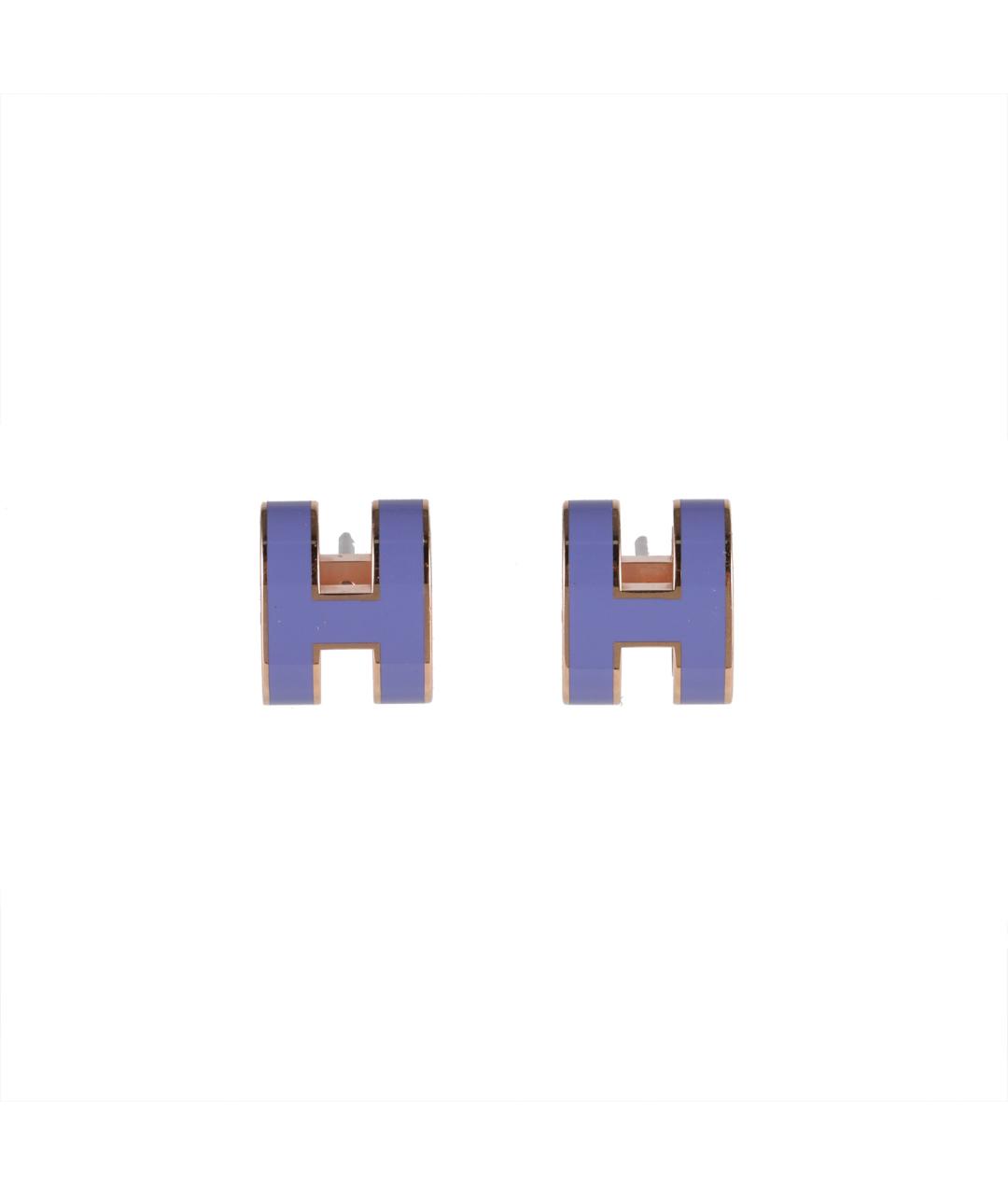 HERMES Фиолетовые металлические серьги, фото 1