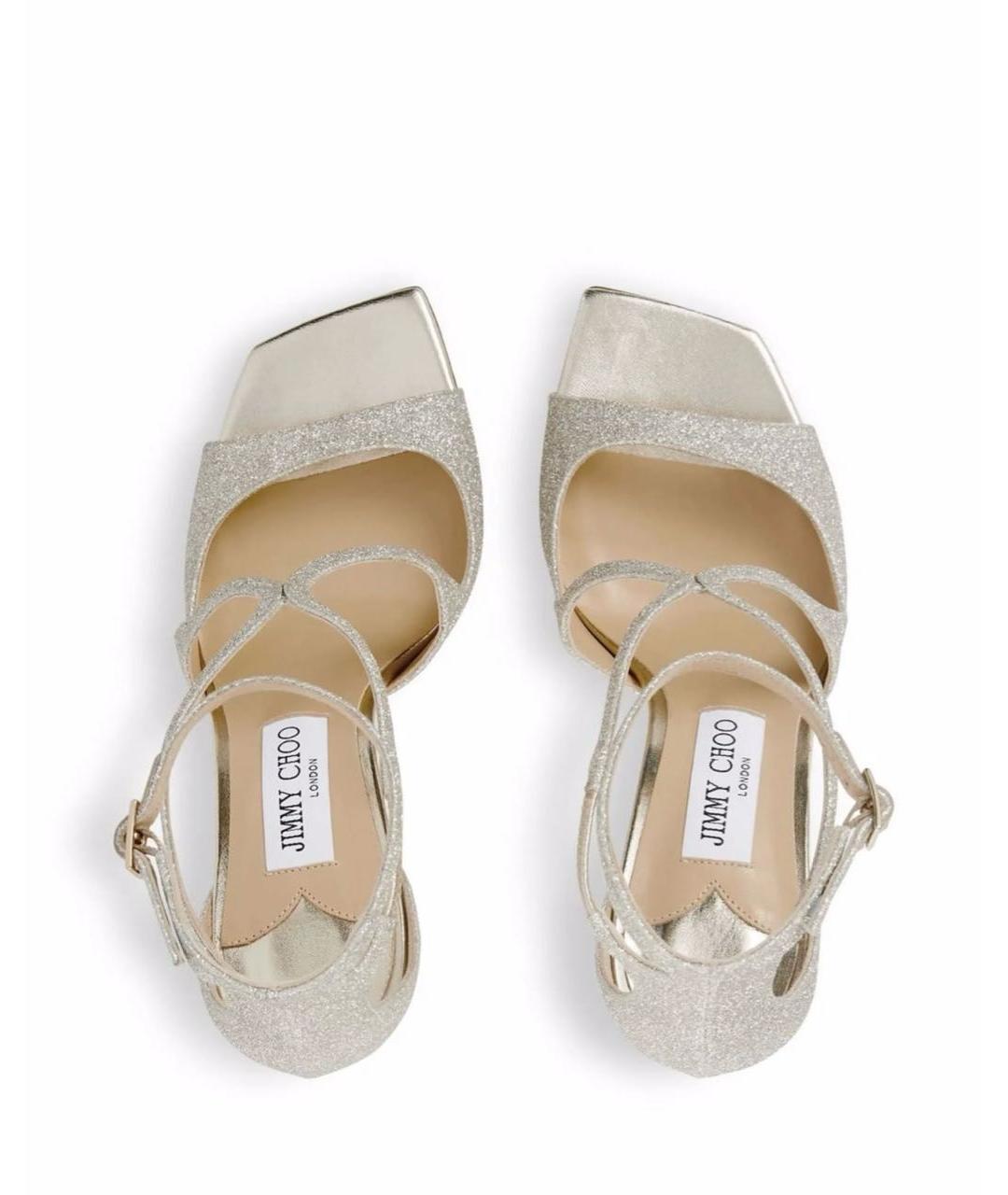 JIMMY CHOO Серебряные кожаные босоножки, фото 3