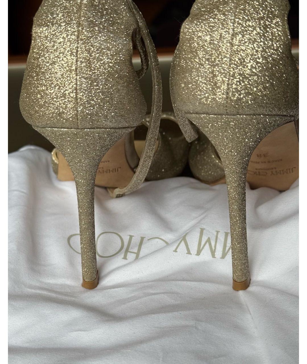 JIMMY CHOO Серебряные кожаные босоножки, фото 4