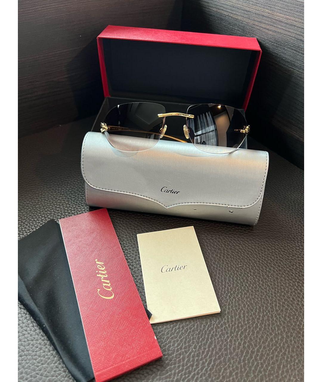 CARTIER Золотые металлические солнцезащитные очки, фото 4