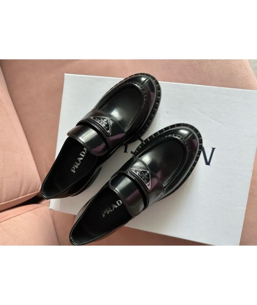 PRADA Черные кожаные лоферы, фото 2