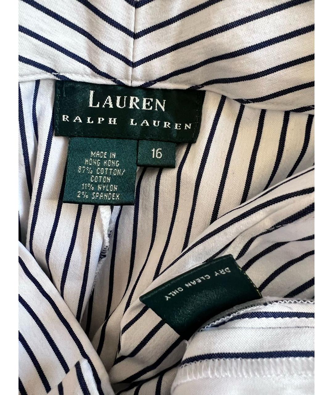 RALPH LAUREN Белые хлопковые прямые брюки, фото 3