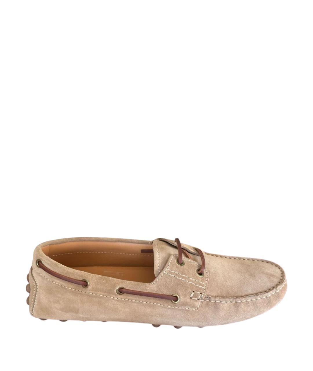 TOD'S Бежевые замшевые мокасины, фото 1