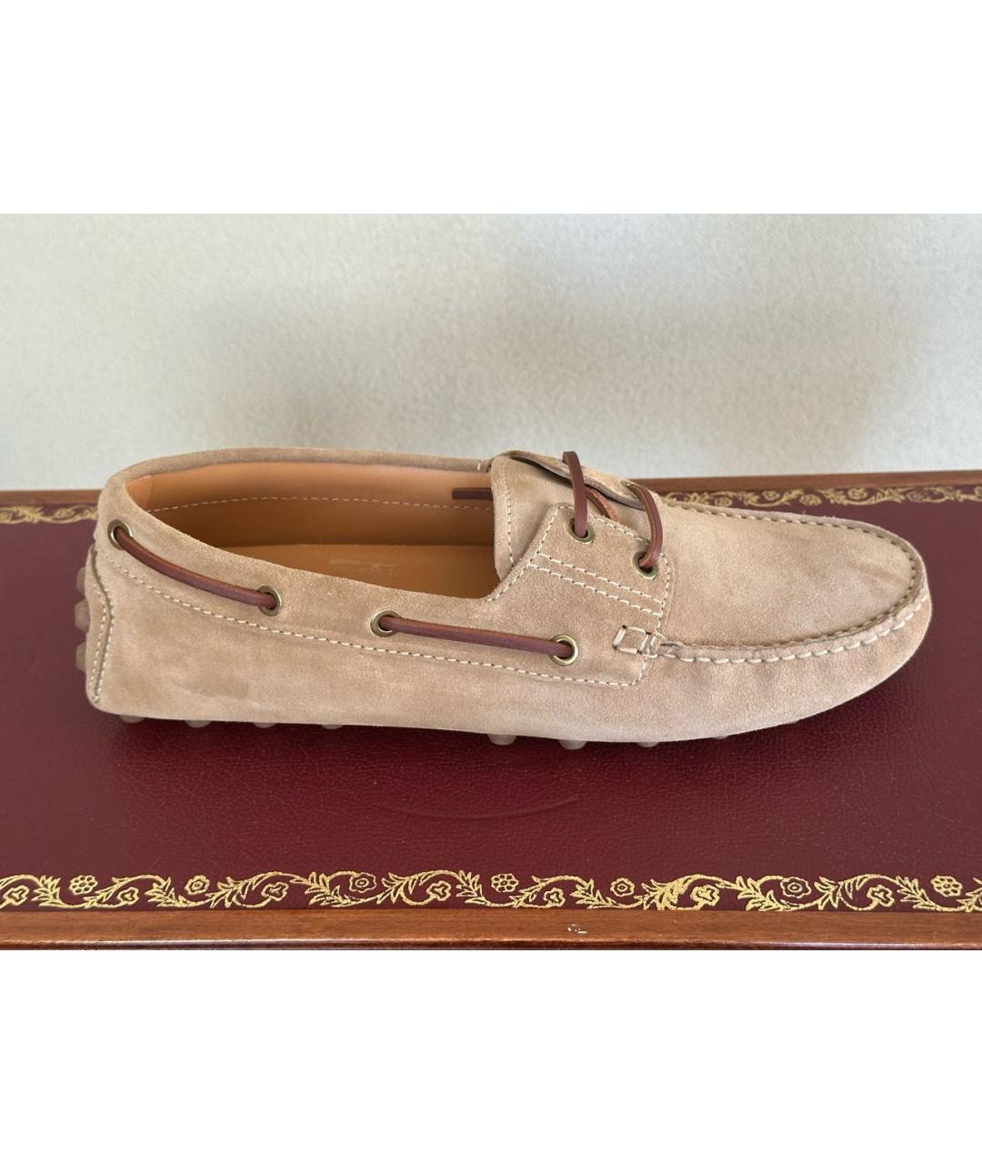 TOD'S Бежевые замшевые мокасины, фото 4