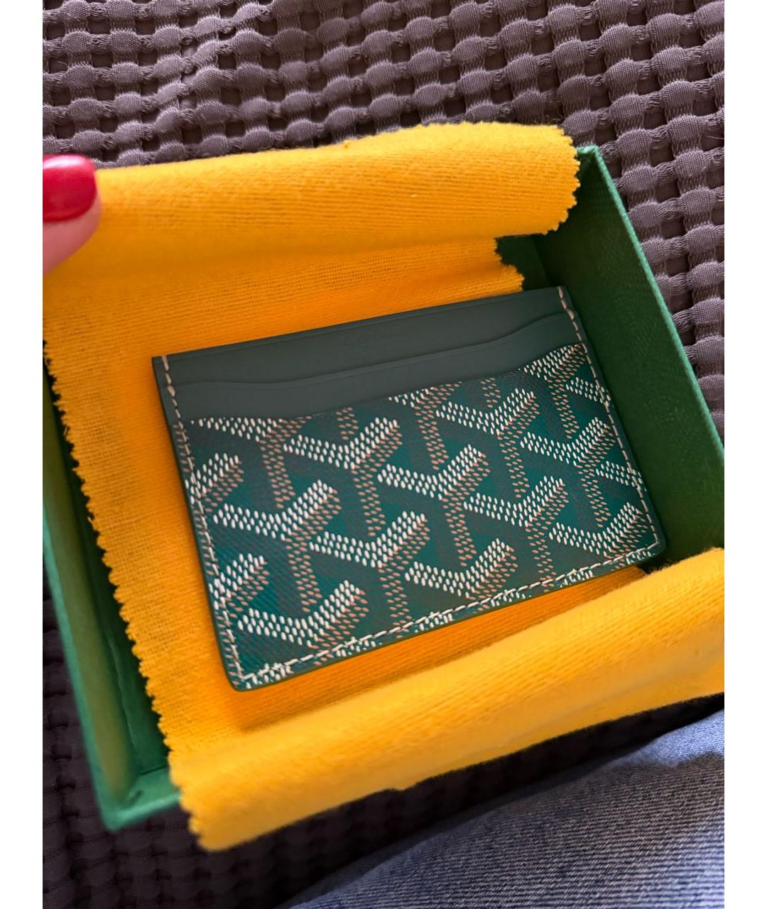 GOYARD Зеленый кожаный кардхолдер, фото 4