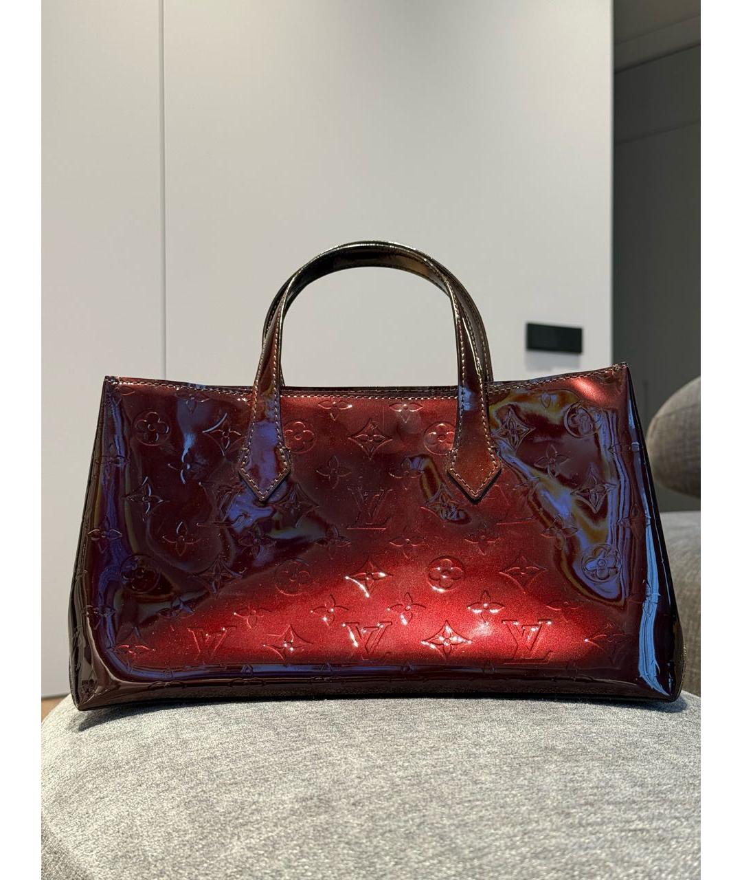LOUIS VUITTON Бордовая кожаная сумка с короткими ручками, фото 3