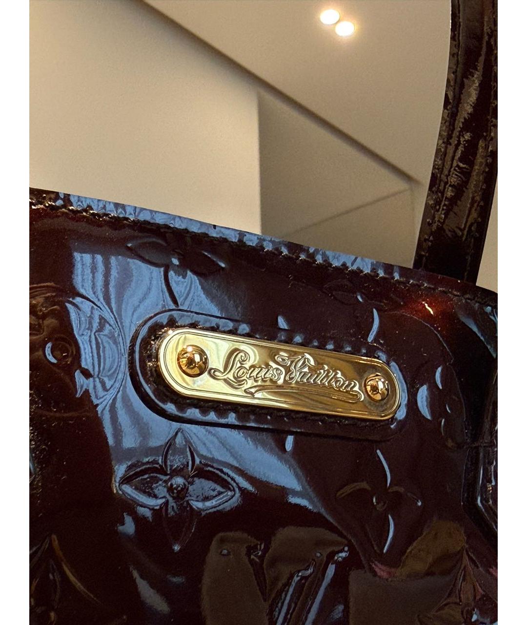 LOUIS VUITTON Бордовая кожаная сумка с короткими ручками, фото 6