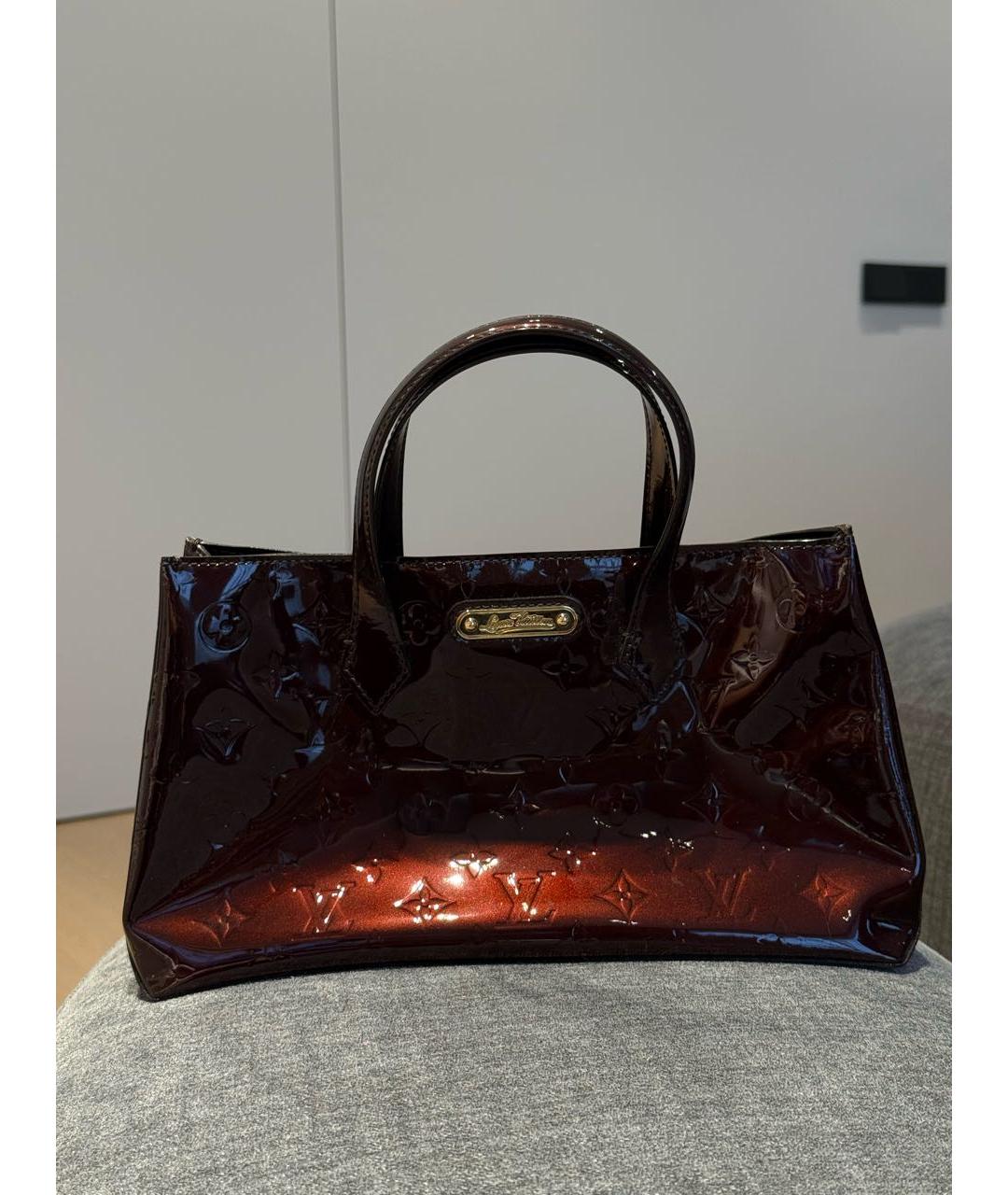 LOUIS VUITTON Бордовая кожаная сумка с короткими ручками, фото 8