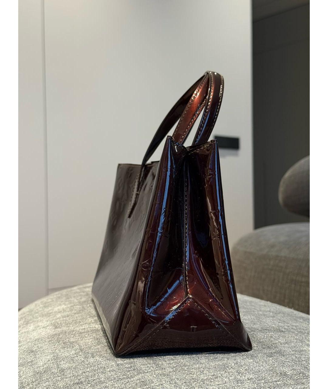 LOUIS VUITTON Бордовая кожаная сумка с короткими ручками, фото 2