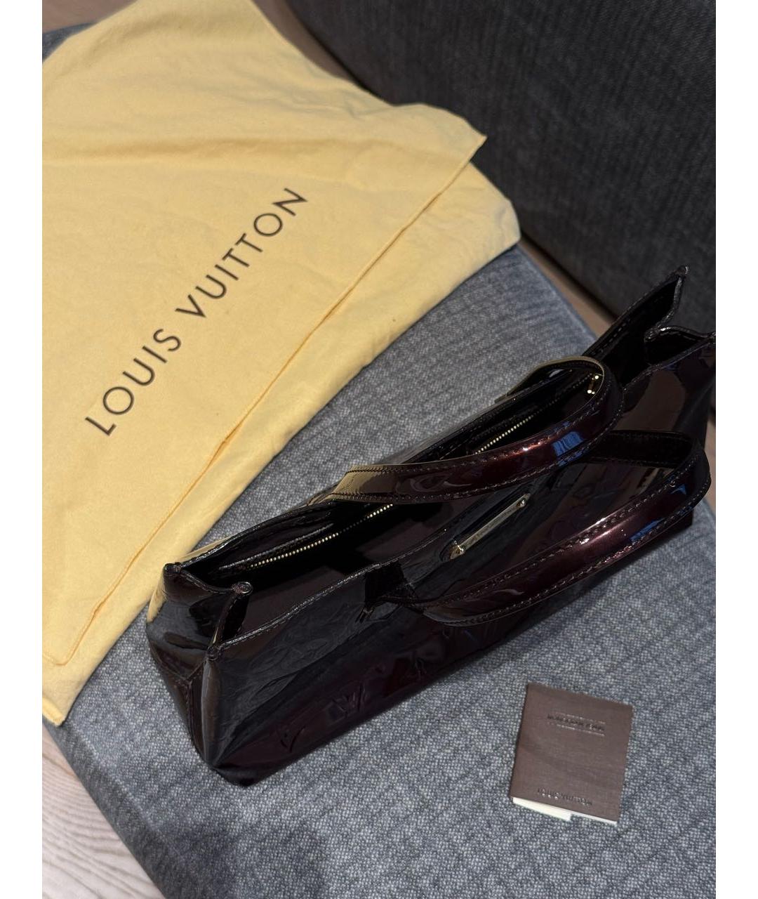 LOUIS VUITTON Бордовая кожаная сумка с короткими ручками, фото 4