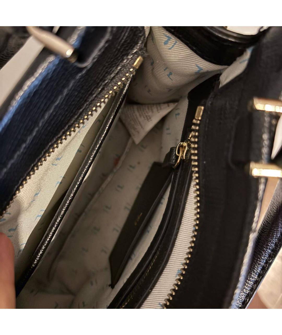 TRUSSARDI JEANS Черная кожаная сумка с короткими ручками, фото 4