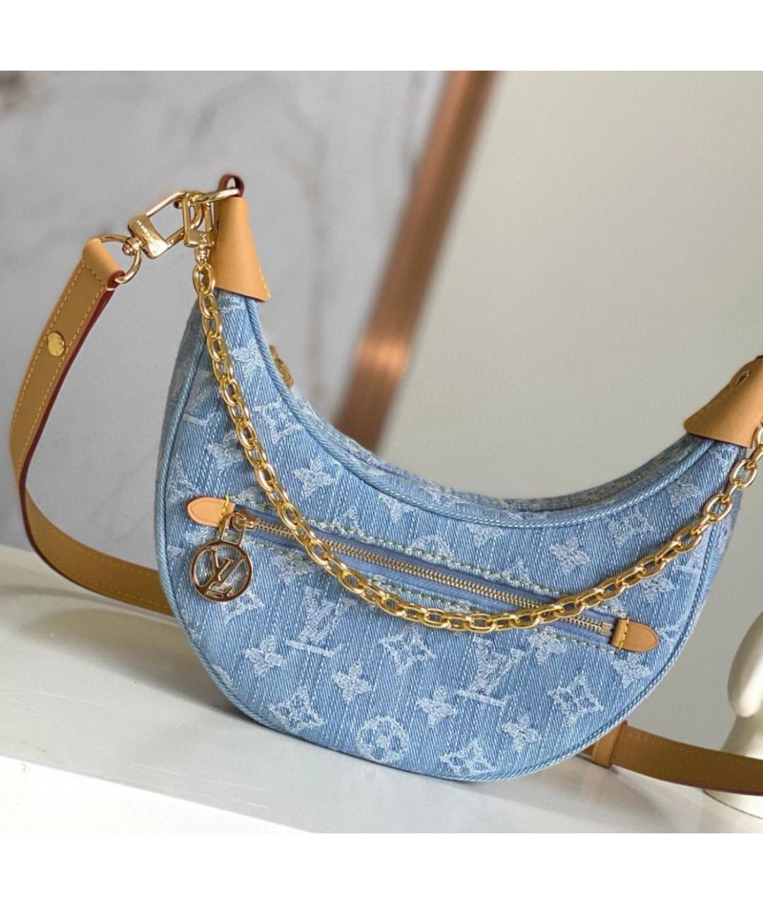LOUIS VUITTON Голубая деним сумка с короткими ручками, фото 4