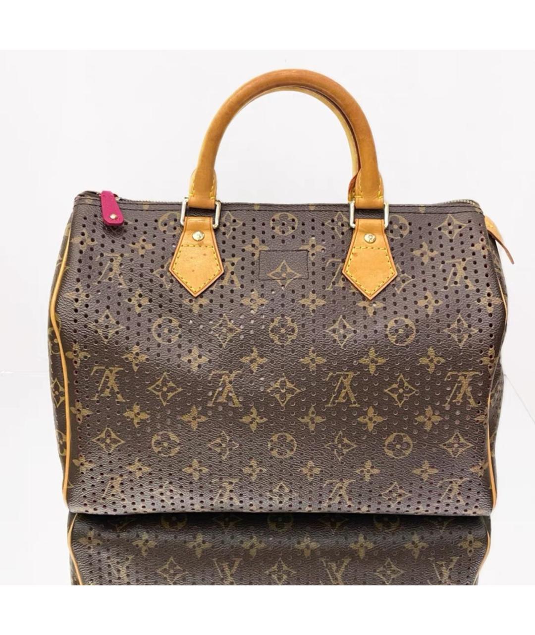 LOUIS VUITTON Коричневая кожаная сумка с короткими ручками, фото 5