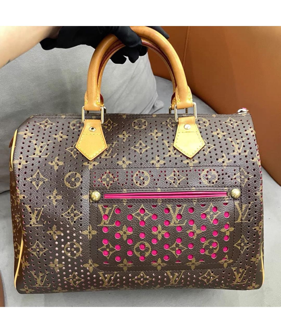 LOUIS VUITTON Коричневая кожаная сумка с короткими ручками, фото 2
