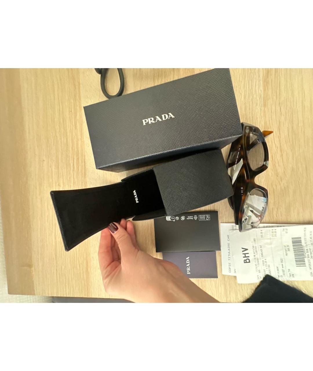 PRADA Коричневые пластиковые солнцезащитные очки, фото 5