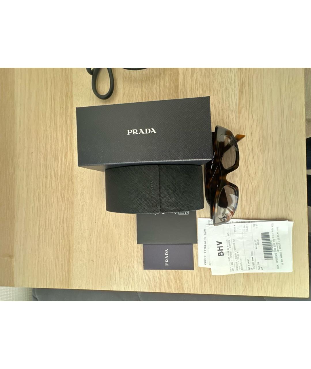 PRADA Коричневые пластиковые солнцезащитные очки, фото 4