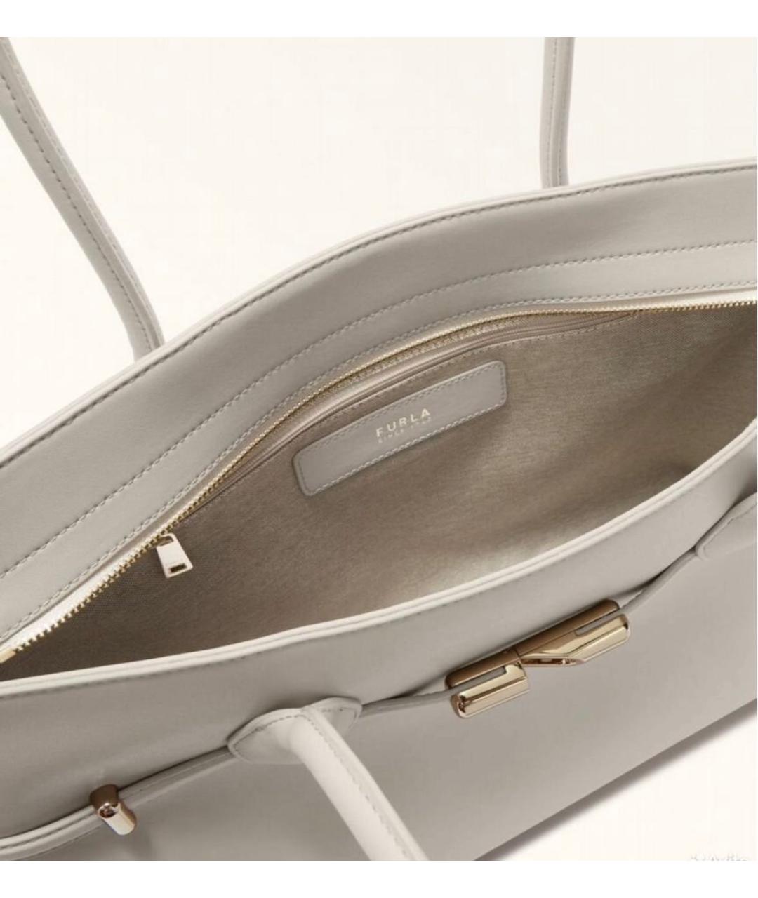 FURLA Бежевая кожаная сумка через плечо, фото 4
