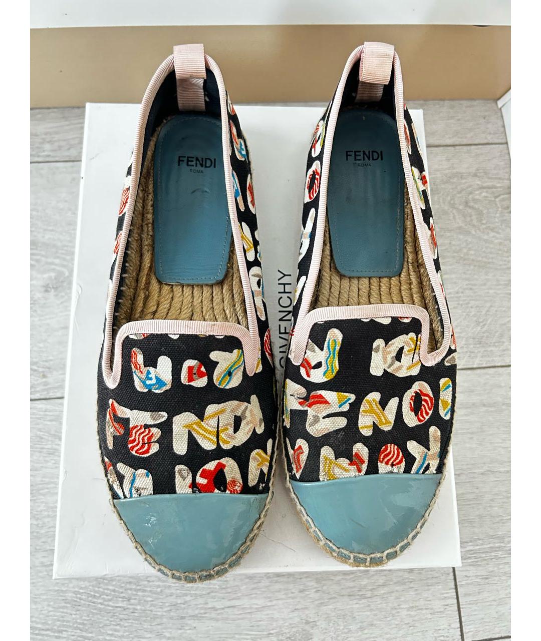 FENDI Голубые текстильные эспадрильи, фото 3