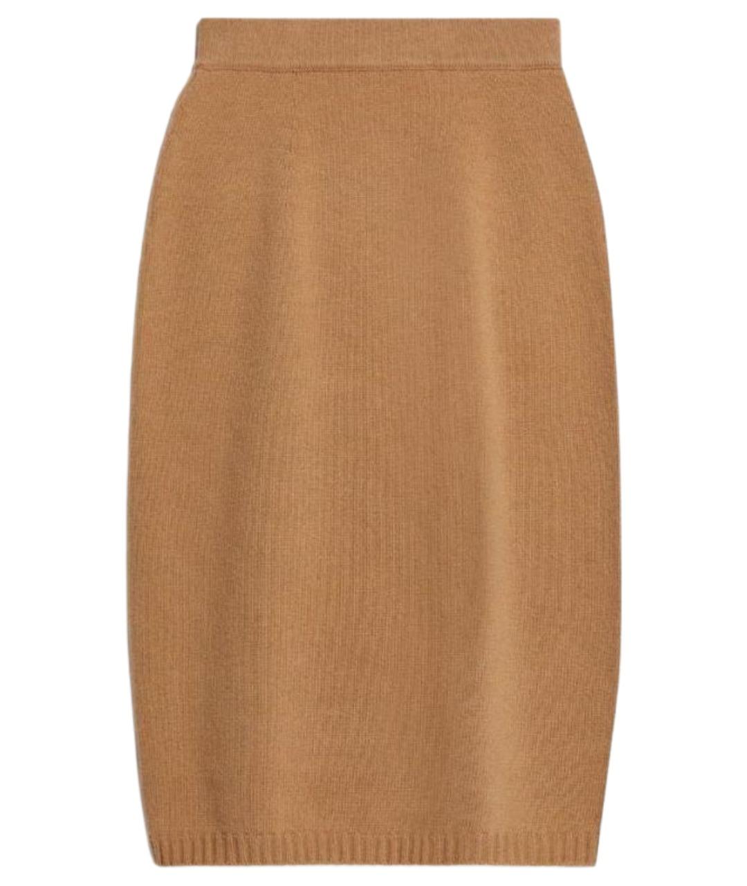 WEEKEND MAX MARA Горчичная шерстяная юбка миди, фото 1