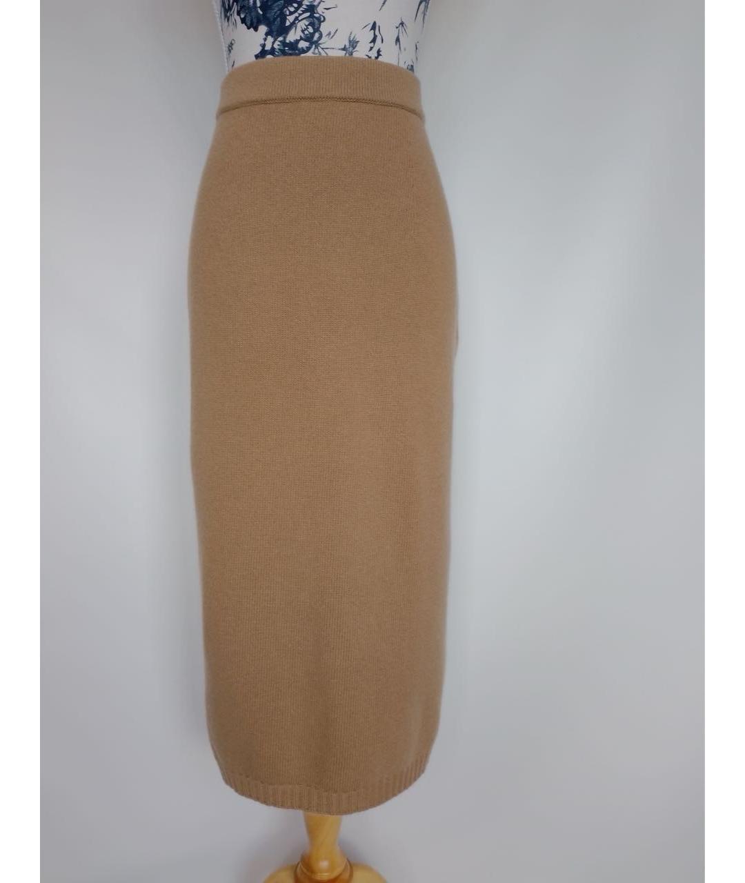 WEEKEND MAX MARA Горчичная шерстяная юбка миди, фото 4
