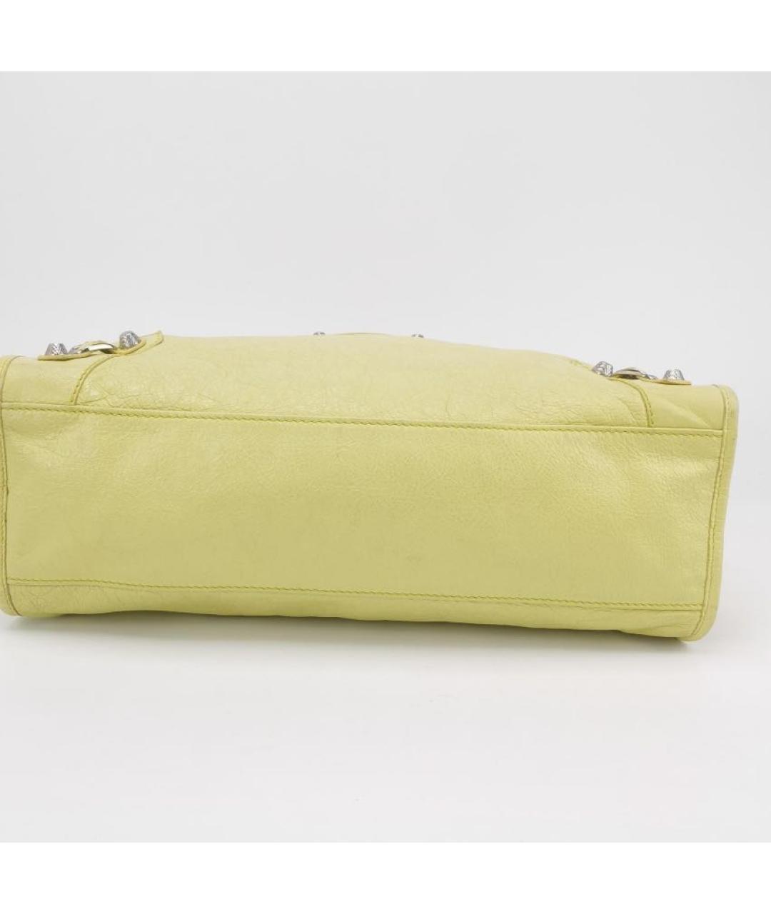 BALENCIAGA Желтая кожаная сумка тоут, фото 5