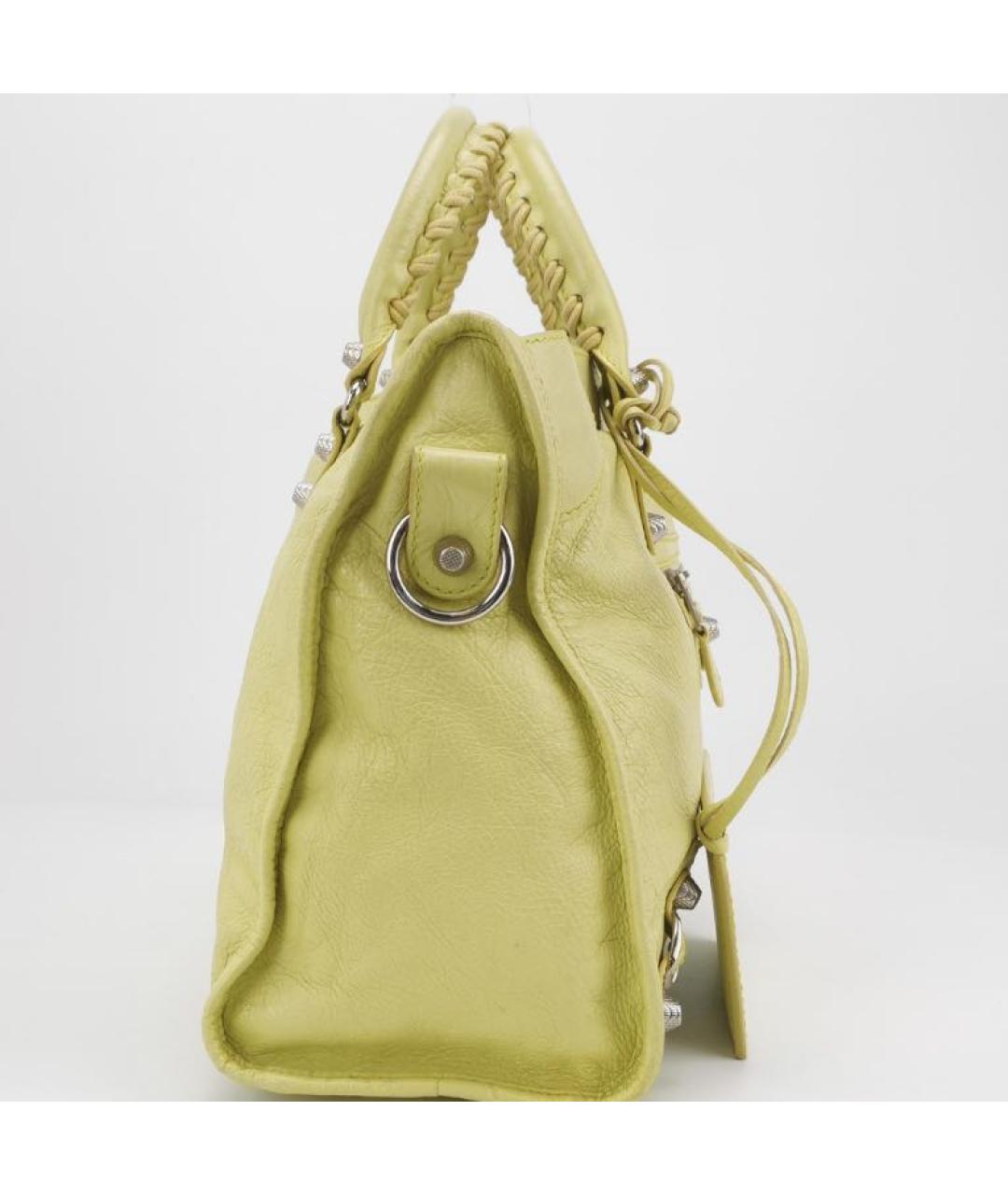 BALENCIAGA Желтая кожаная сумка тоут, фото 3