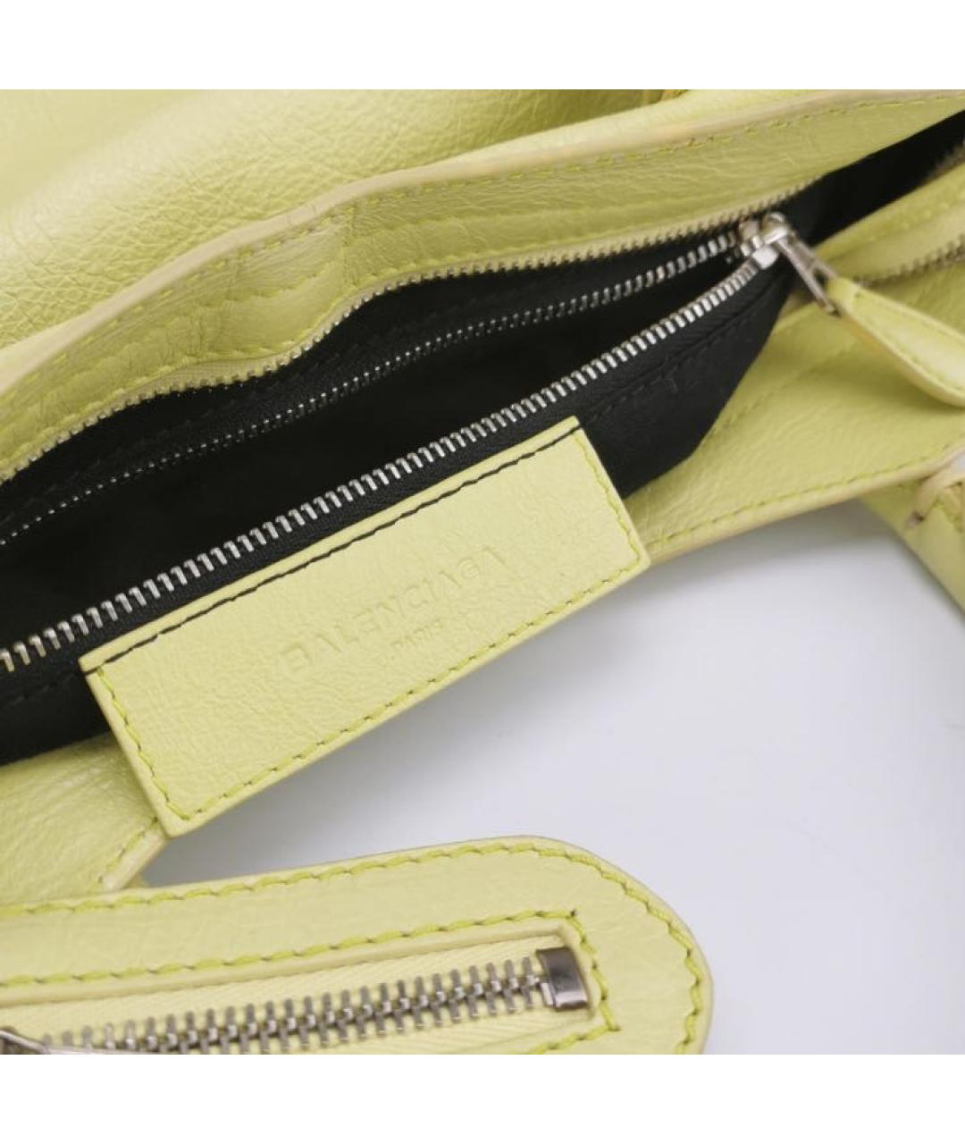 BALENCIAGA Желтая кожаная сумка тоут, фото 7