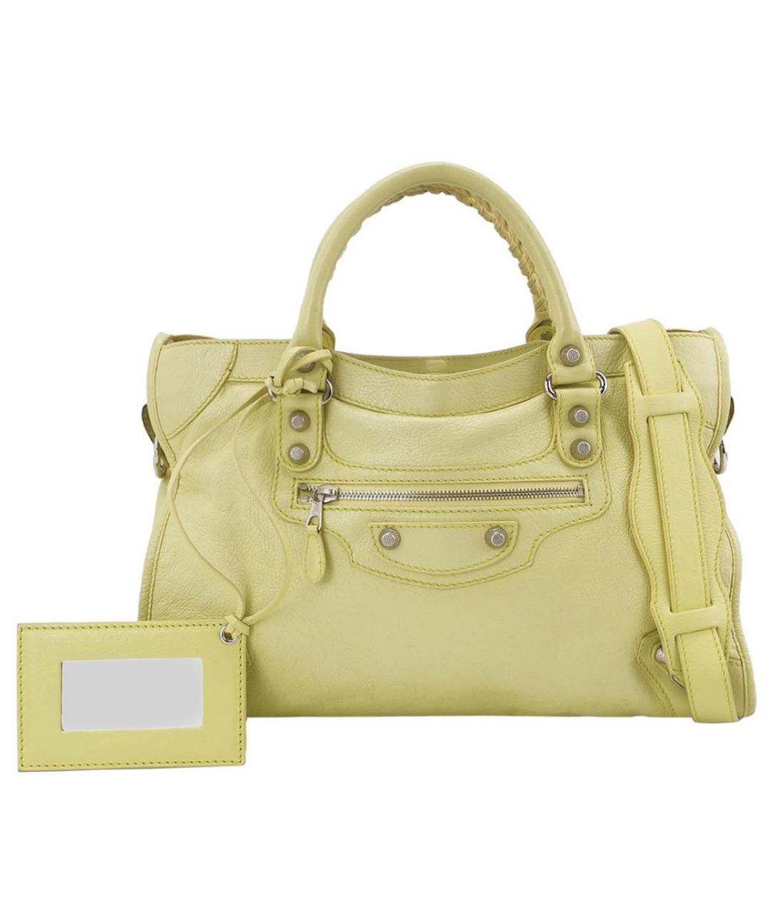 BALENCIAGA Желтая кожаная сумка тоут, фото 1