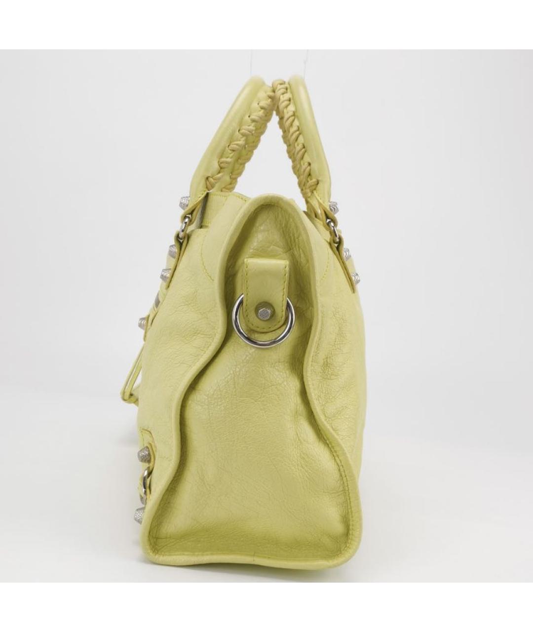 BALENCIAGA Желтая кожаная сумка тоут, фото 2