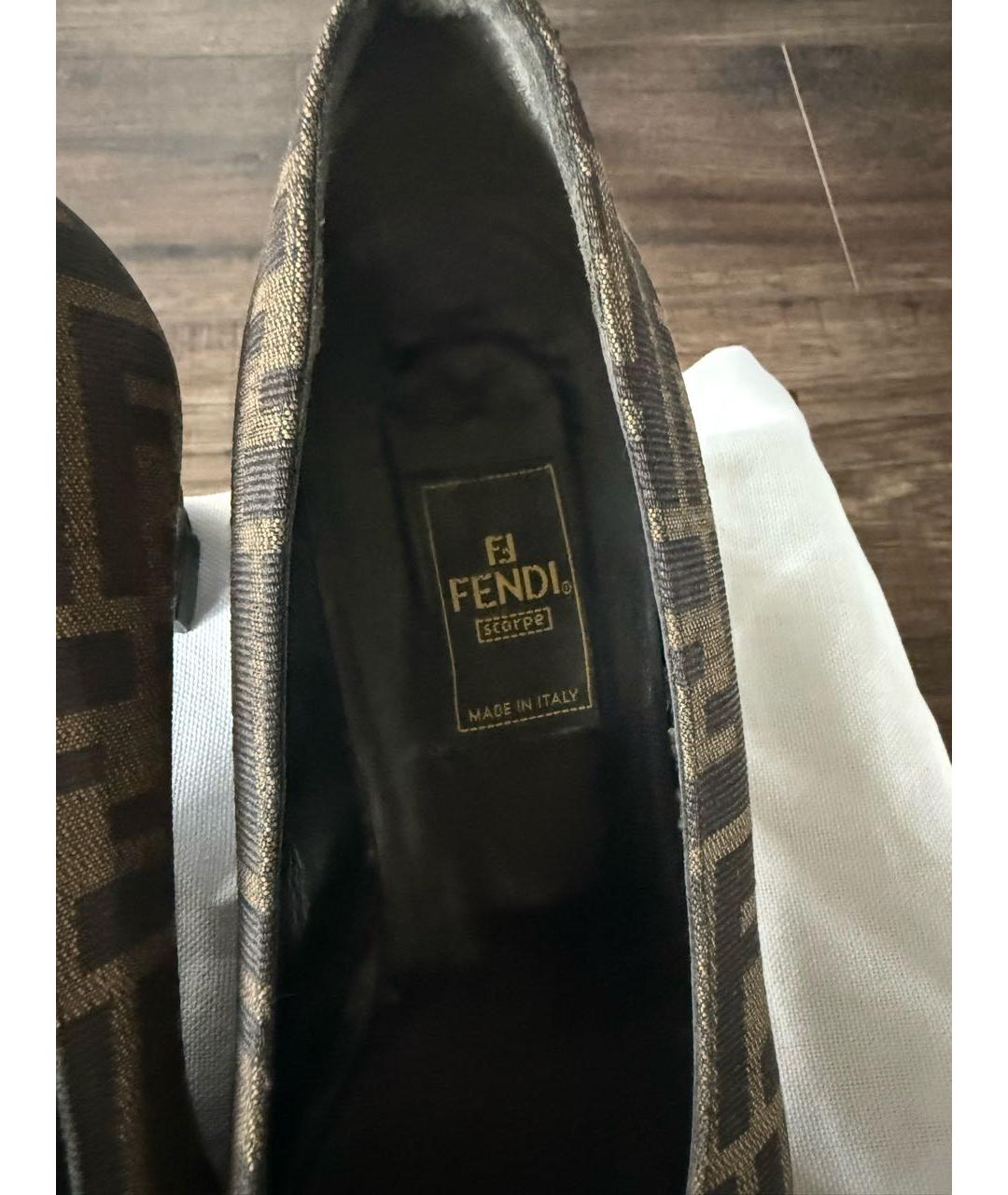 FENDI Коричневые кожаные туфли, фото 5