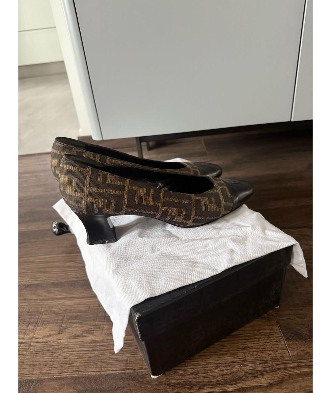 FENDI Коричневые кожаные туфли, фото 4