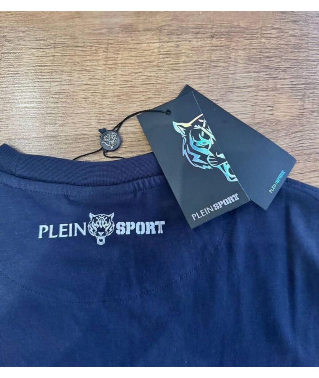 PLEIN SPORT Темно-синяя хлопковая футболка, фото 5